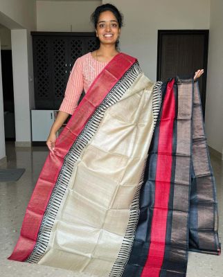 Multi Colour Pure Handloom Tussar Silk Saree From Bengal