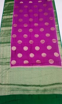 Warm Violet Banarasi Semi Silk Saree From Banaras