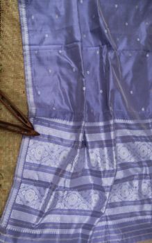 Light Blue Butta Mulberry Silk Pure Handloom Saree From Assam