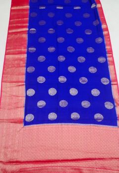 Royal Blue Banarasi Semi Silk Saree From Banaras