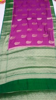 Purple Green Mango Banarasi Silk Saree From Banarasi