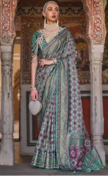 Sky Blue Star Design Handloom Banarasi Silk Saree From Banaras