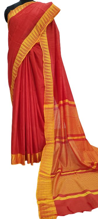 Red Handcrafted Kota Silk Saree.
