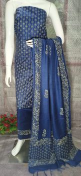 Cloud Burst Katan Slub Block Print Suit Dress Material
