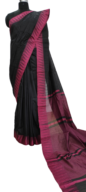 Black Handcrafted Kota Silk Saree.