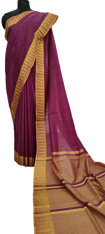 Purple Handcrafted Kota Silk Saree.