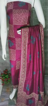 Maroon Katan Slub Block Print Suit Dress Material