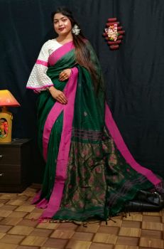Cotton linen jacquard jamdani saree