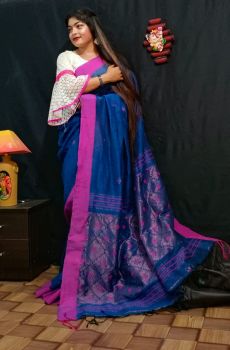 Cotton linen jacquard jamdani saree