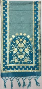 Blue Art Silk Flower Printed Dupatta