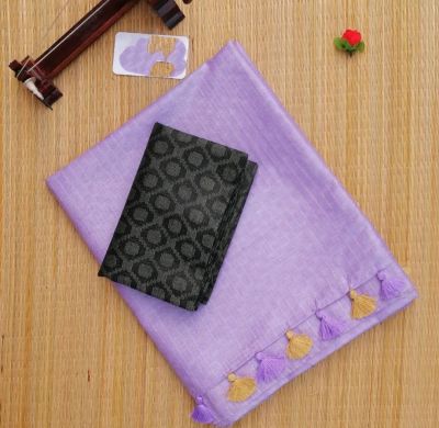 Lavender Pure Handloom jacquard Silk Saree From Banaras