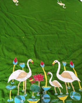 Green Colour pure handloom Blouse Material From Bengal