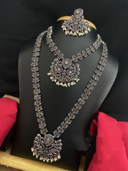 Light Brown Long Pendent German Silver Oxidised Jewellery