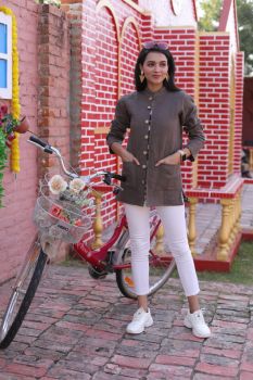 Brown Hand block Printed cotton Jacket