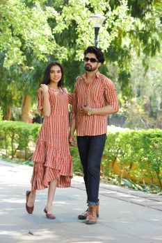 Mojo Hand Block Printed Designer Pure Cotton Couple Set