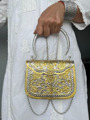 Brass Metal Long Chain Handbag