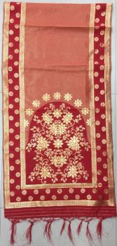 Brick Red Art Silk Flower Printed Dupatta