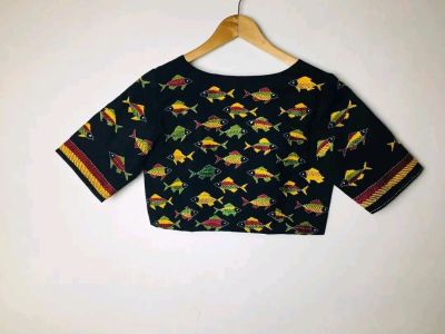Black Pure Handloom Cotton Readymade Blouse From Bengal
