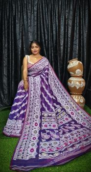 Grape Purple Pure Handloom Jamdani Saree From Bengal