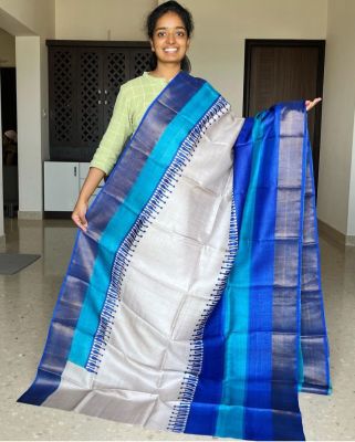Multi Colour Pure Handloom Tussar Silk Saree From Bengal