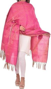 Warm Pink Art Silk Printed Dupatta