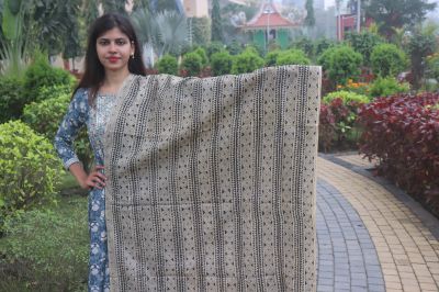Gray Kanth stitch Pure Handloom Dupatta From Bengal