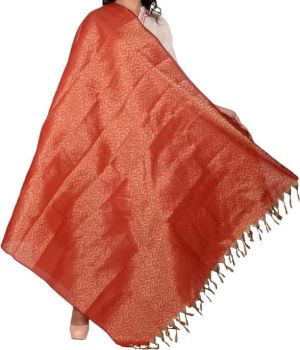 Orange Art Silk Printed Dupatta