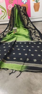 Multi Colour Pure Handloom Linen By Linen Saree From Bengal