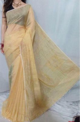 Coffee Brown Pure Handloom Silk Cotton Saree From Bengal