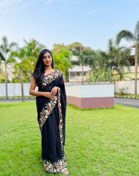 Bollywood Style Sequence Embroidery Border Work Style Wedding Fancy Sari