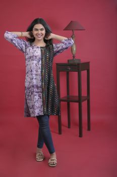 Magenta Kantha Stitch Top