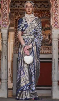 Flower Design Handloom Banarasi Silk Saree From Banaras
