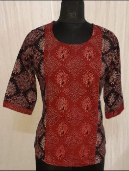 Printed Pure Cotton Ajrakh Short Top