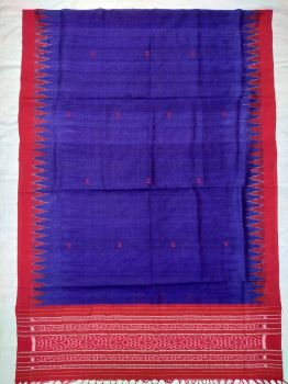 Blue & Red Fine Tussar  Silk Dupatta