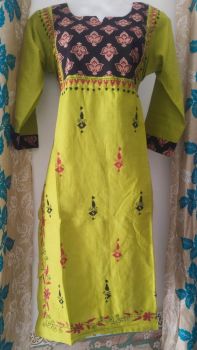 Fern Green Pure Handloom Cotton Kurti From Bengal