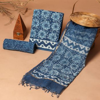 Blue Dianne Doria Dupatta Cotton Flower Design suit