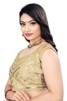 Beige Phantom Mirror Paper Work Blouse