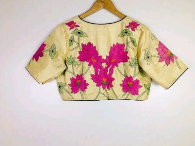 Off White Pure Handloom Cotton Readymade Blouse From Bengal