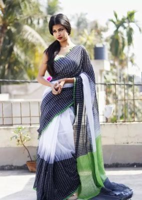 Multi Colour Pure Handloom Cotton Saree From Bengal
