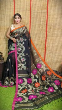 Pure Handloom Organic Linen By Linen Saree From Bengal