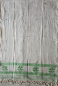White Green cotton stole