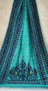 Sea Blue Butta Design Pure Handloom Soft Dhakai Jamdani Saree