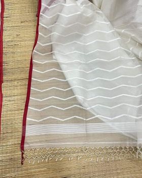White Resham Cotton Saree From Bengal