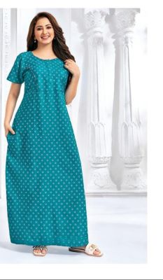 Teal Blue Pure Handloom Long Gown From Bengal