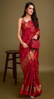Red Wine Pure Handloom Silk Saree From Banaras