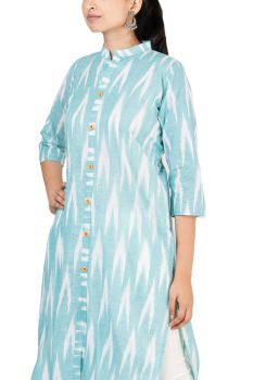 GMH Women's Cotton Ikkat Kurti for Knee Length, Traditional Festive & Casual Kurta for Women