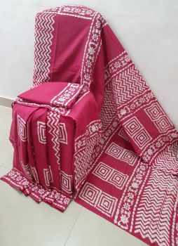 Pink Hand Block Printed Work Saree