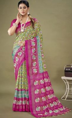 Multi Colour Pure Handloom Art Silk Saree From Banaras