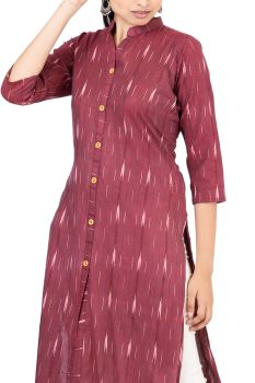 GMH Women's Cotton Ikkat Kurti for Knee Length, Traditional Festive & Casual Kurta for Women