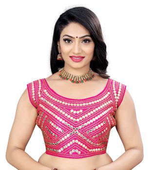 Pink Phantom Mirror Paper Work Blouse